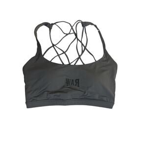 Rawgear Women's Double Cross Back Athletic Fitness War Sport Bra Size S Gray NWT